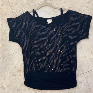 New Mode Black Sequin Top